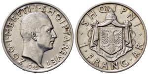 ALBANIA. Zog I (1928-1939). 1 Frang Ar 1935. ... 
