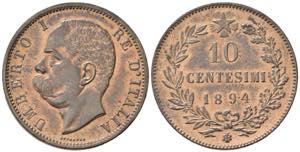 Umberto I (1878-1900). 10 centesimi 1894 ... 