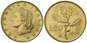 REPUBBLICA ITALIANA. 20 lire 1958 Quercia. ... 