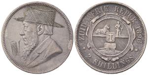 SUDAFRICA. Satiriche. 2 Shillings 1896. Ag. ... 