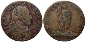 Vittorio Amedeo III (1773-1796). 5 soldi ... 
