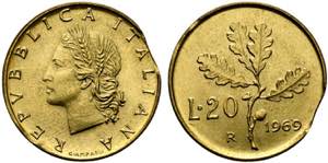 REPUBBLICA ITALIANA (1946-2001) 20 Lire ... 