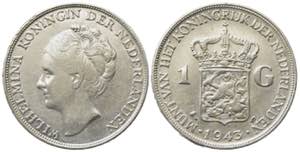 OLANDA. Wilhelmina (1890-1948) 1 gulden ... 