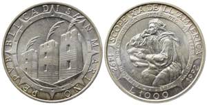 SAN MARINO. 1000 lire 1992. Ag. FDC