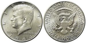 STATI UNITI. 1/2 dollar 1964 Kennedy. Ag. ... 