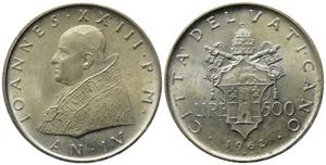 VATICANO. Giovanni XXIII. 500 Lire 1962. Ag. ... 
