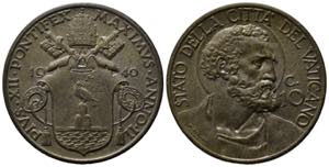 VATICANO. Pio XII (1939-1958). 10 centesimi ... 