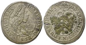 AUSTRIA. Joseph I. 3 Kreuzer 1708 FN. Ag ... 