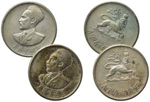 ETIOPIA. Lotto di 2 monete in AG. Etiopia. BB
