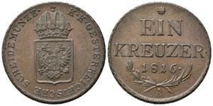 AUSTRIA. 1 Kreuzer 1816 A. Cu. BB