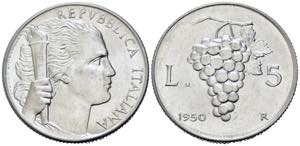 Repubblica Italiana. 5 lire 1950. FDC