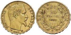 FRANCIA. Napoleone III. 20 Francs 1860 A. ... 