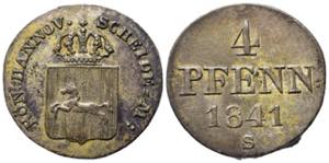 GERMANIA. Hannover. 4 Pfennig 1841 S. Ag ... 