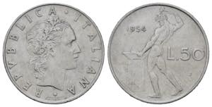 Repubblica Italiana. 50 lire 1954 Vulcano. ... 