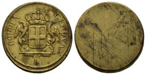 Pesi monetali. Doppia di Genova L (25,16 g). ... 