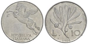 REPUBBLICA ITALIANA. 10 lire 1948 Ulivo. ... 