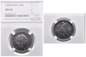 REPUBBLICA ITALIANA. 50 lire 1955 Vulcano. ... 