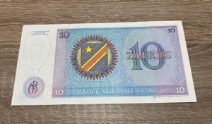 Congo. Banca Nazionale. 10 Zaires 1971. FDS