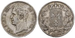 FRANCIA. Charles X (1824-1830). 5 Francs ... 