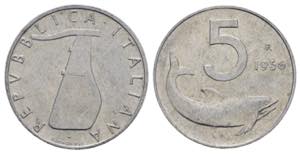 ITALIA. Repubblica Italiana. 5 lire 1956 ... 