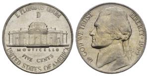 STATI UNITI. 5 cents 1944 D Jefferson. qFDC