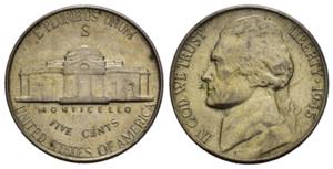 STATI UNITI. 5 cents 1945 S Jefferson. qFDC