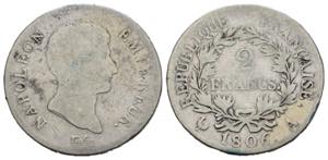 FRANCIA. Napoleone Imperatore. 2 Francs 1806 ... 