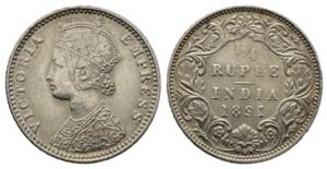 INDIA BRITANNICA. Victoria. 1/4 rupia 1891. ... 