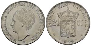 CURACAO. 2 1/2 Gulden 1944. Ag. Frattura del ... 