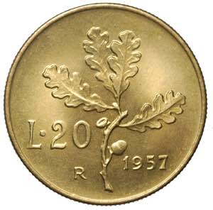 20 lire 1957 var. 7 ... 