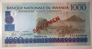 Rwanda. 1000 Francs 1998 ... 