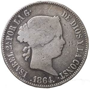 Spain. Isabella II 10 reales 1864 AG gr. ... 