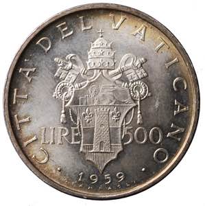 Vaticano. Giovanni XXIII. 500 lire 1959 Ag. ... 