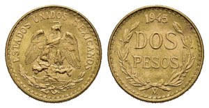 MESSICO. 2 Pesos 1945. Au (1,67 g). FDC