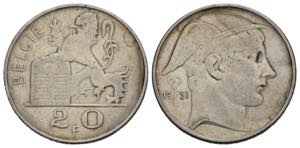 BELGIO. 20 Francs 1951. Ag. MB