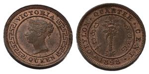 CEYLON. Victoria. 1/4 cent 1898. KM#90. FDC