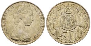 AUSTRALIA. Elisabetta II. 50 Pence 1966. Ag. ... 