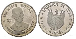 CUBA. 20 Pesos 1977. Ag (26,10 g). Proof