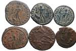 Lotto di 6 monete in bronzo del tardo impero ... 