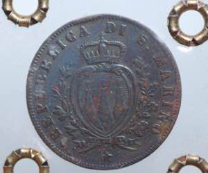 SAN MARINO. 5 centesimi 1869 M. sigillata ... 