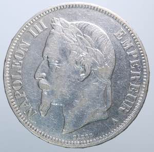 FRANCIA. Napoleone III. 5 Francs 1870 A ... 