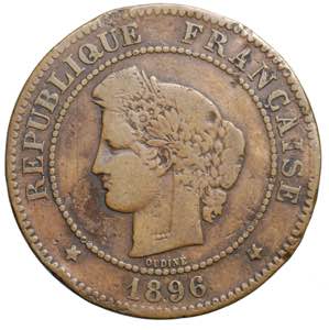 FRANCIA. 5 centimes 1896 A torche. Rara. MB