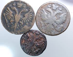 RUSSIA. Anna (1730-1740). Lotto 3 monete. BB