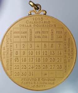 Medaglia Calendario 1915. AE dorato (18,1 g ... 