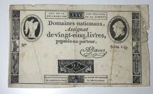 Francia. Assignat 25 Livres 1791.