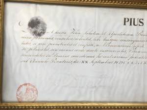 Pio IX. Documento 1859 Benedizione ... 