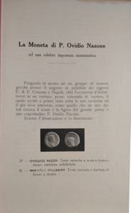 PANSA G. - La moneta di P. Ovidio Nasone ed ... 