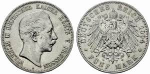 GERMANIA. Guglielmo II (1888-1918). 5 marchi ... 