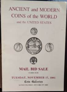 COIN GALLERIES - 17 november 1981. Ancient ... 