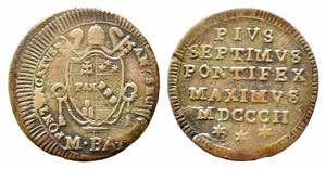 ROMA. Pio VII (1800-1823). 1/2 baiocco 1802 ... 